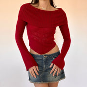 Y2K Crimson Off Shoulder Knit (XS)