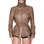 Y2K Italian Brown Leather Jacket (M)