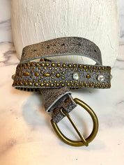 Metallic silver belt