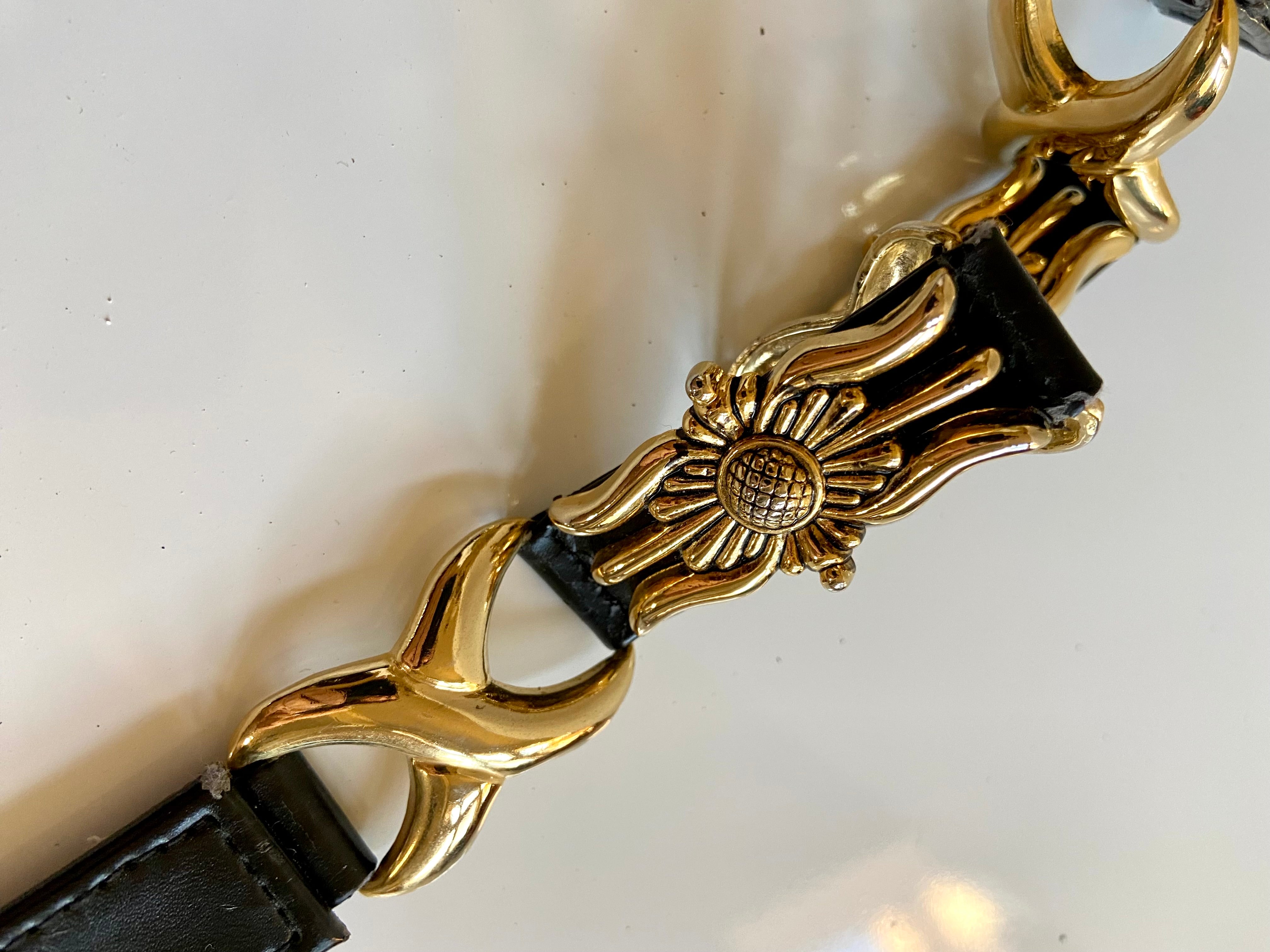 Black and gold leather belt