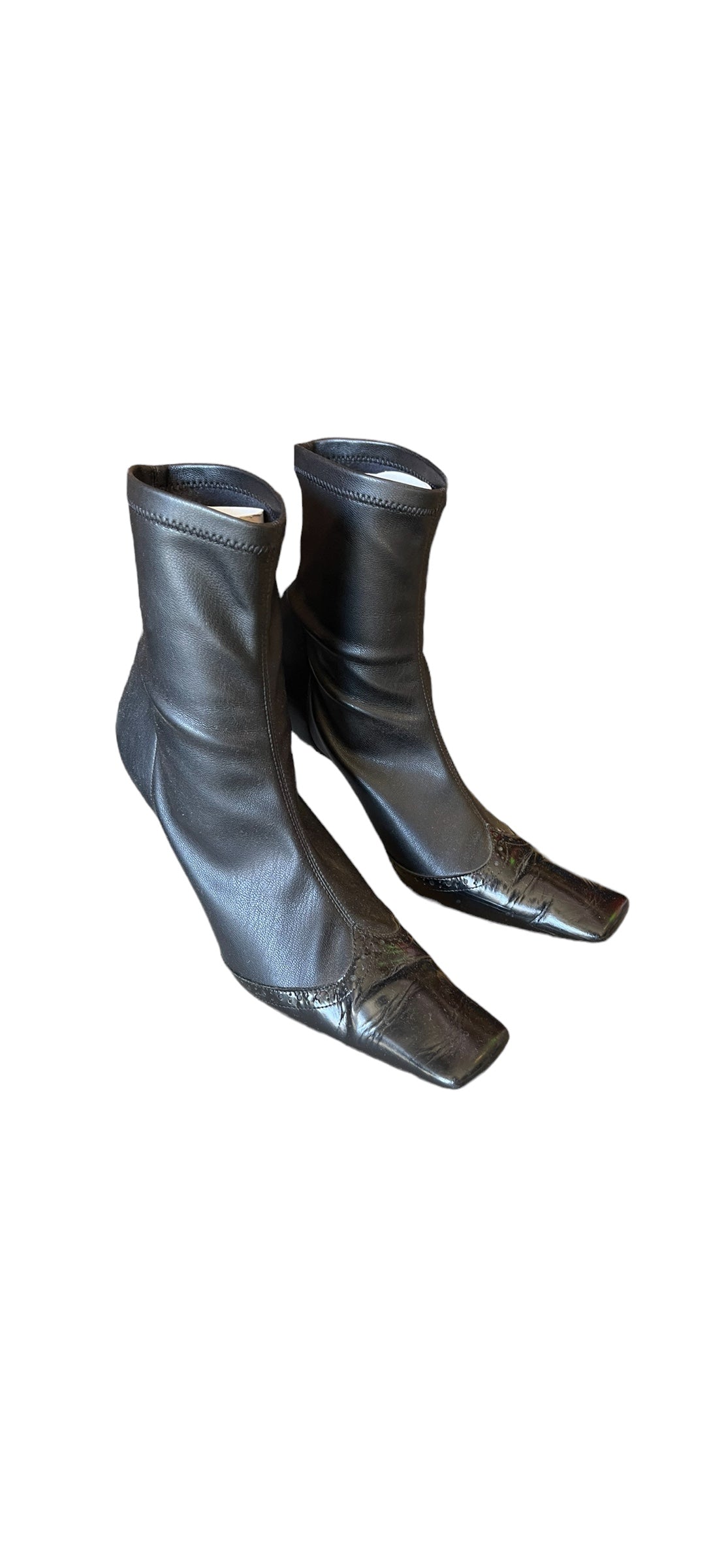 A.W.A.K.E. Mode Designer Black Leather Stretch Boots (6.5)
