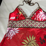 Y2K Satin Halter Top (L)