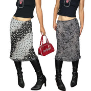 Y2K Reversible Chiffon Midi Skirt (S)