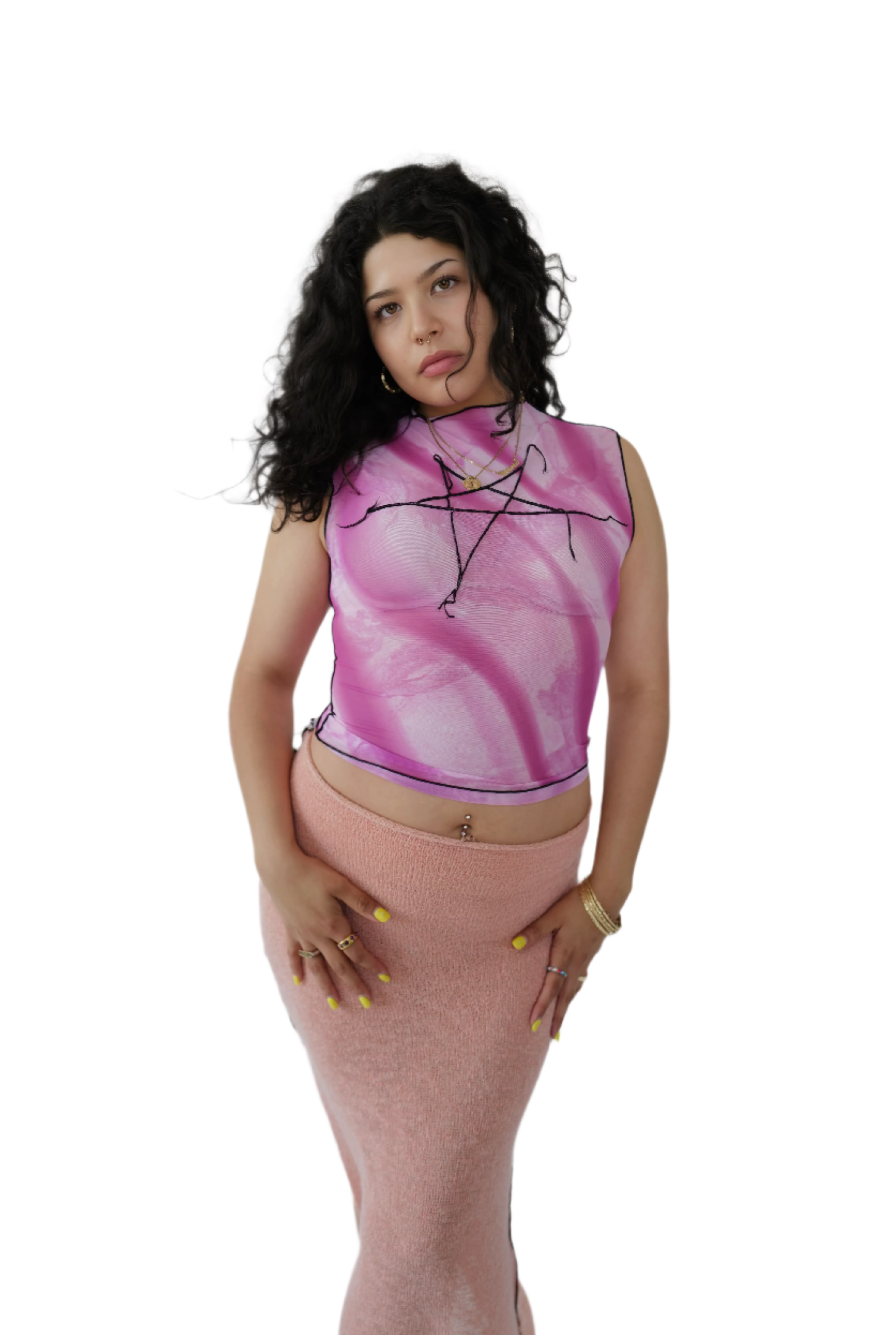 Mesh Pink Star Top (S/M)