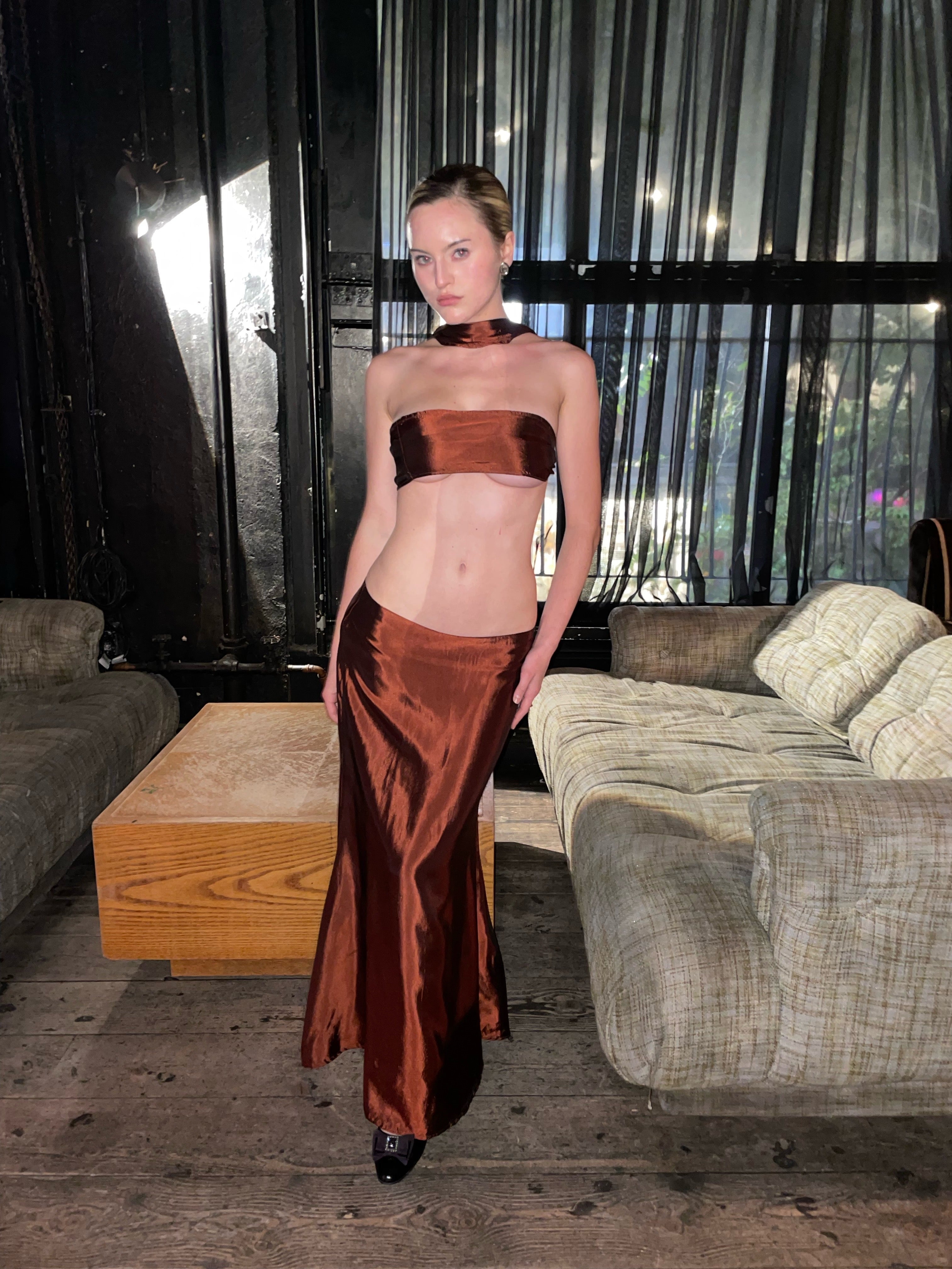 Molten Mandarin Maxi Skirt Set
