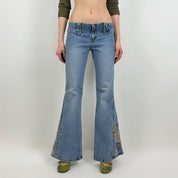 2000s Low Rise Embroidered Jeans (S)