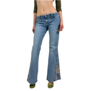 2000s Low Rise Embroidered Jeans (S)