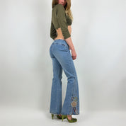 2000s Low Rise Embroidered Jeans (S)