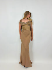 Vintage Gold Silk Gown (S/M)