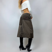 Vintage 90's Coffee Corduroy Patchwork Maxi Skirt (S/M)
