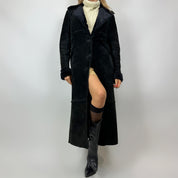 Vintage 90s Noir Suede & Faux Fur Long Coat (S/M)