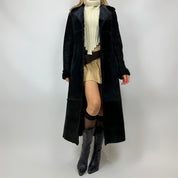 Vintage 90s Noir Suede & Faux Fur Long Coat (S/M)