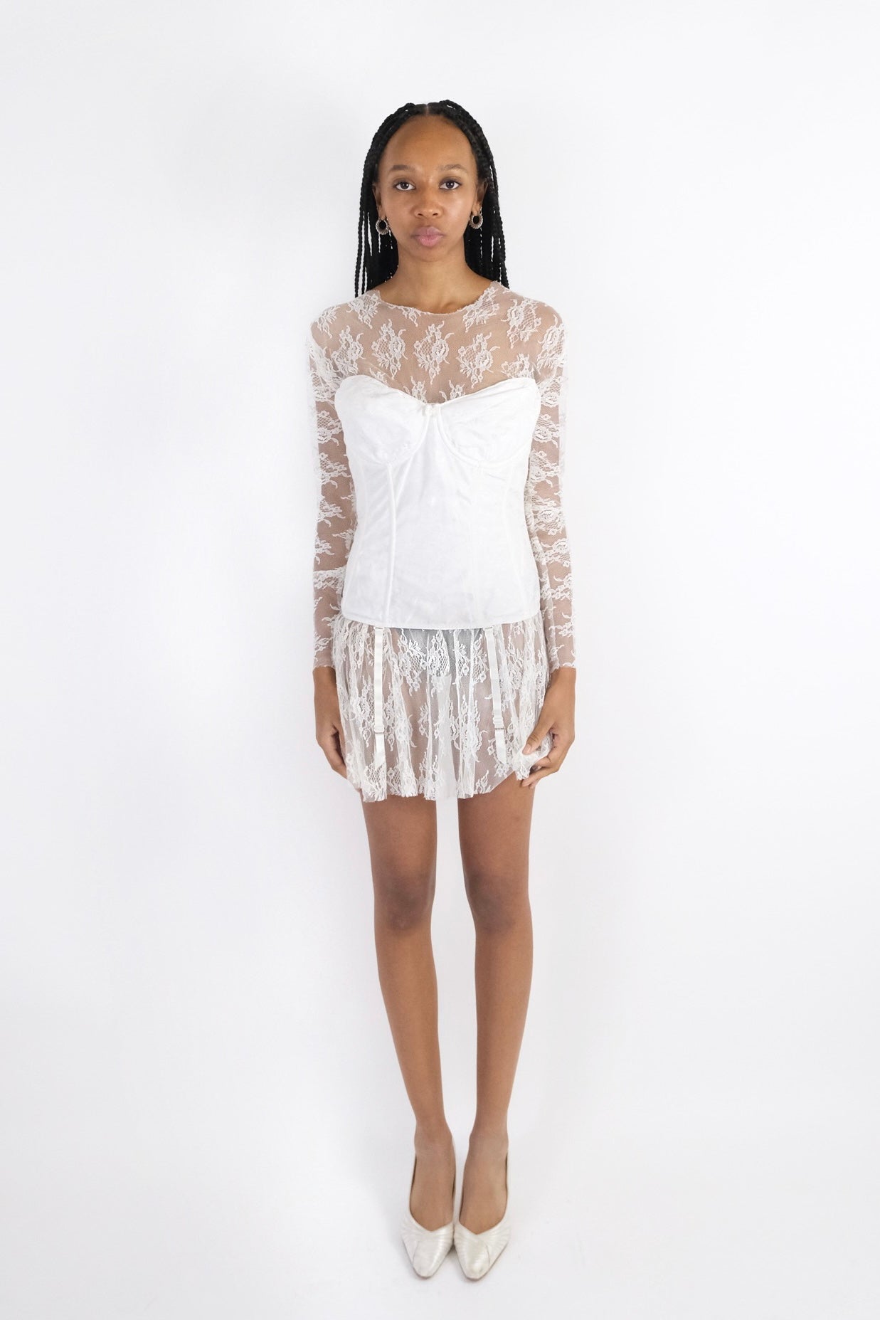 Lace Corset Long Sleeve Mini Dress