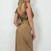 Vintage Gold Silk Gown (S/M)