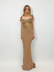 Vintage Gold Silk Gown (S/M)