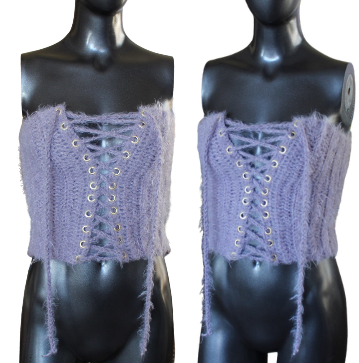 Lace-up Crochet Tube Top (S/M)