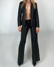 90's Charcoal Striped Blazer Pant Suit Set (S)