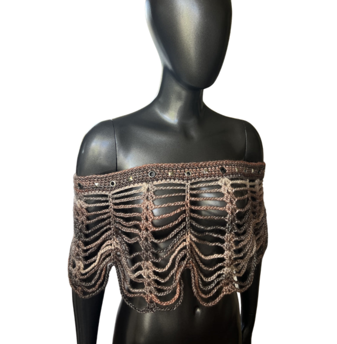 Studded Mesh Crochet Shawl (S/M)