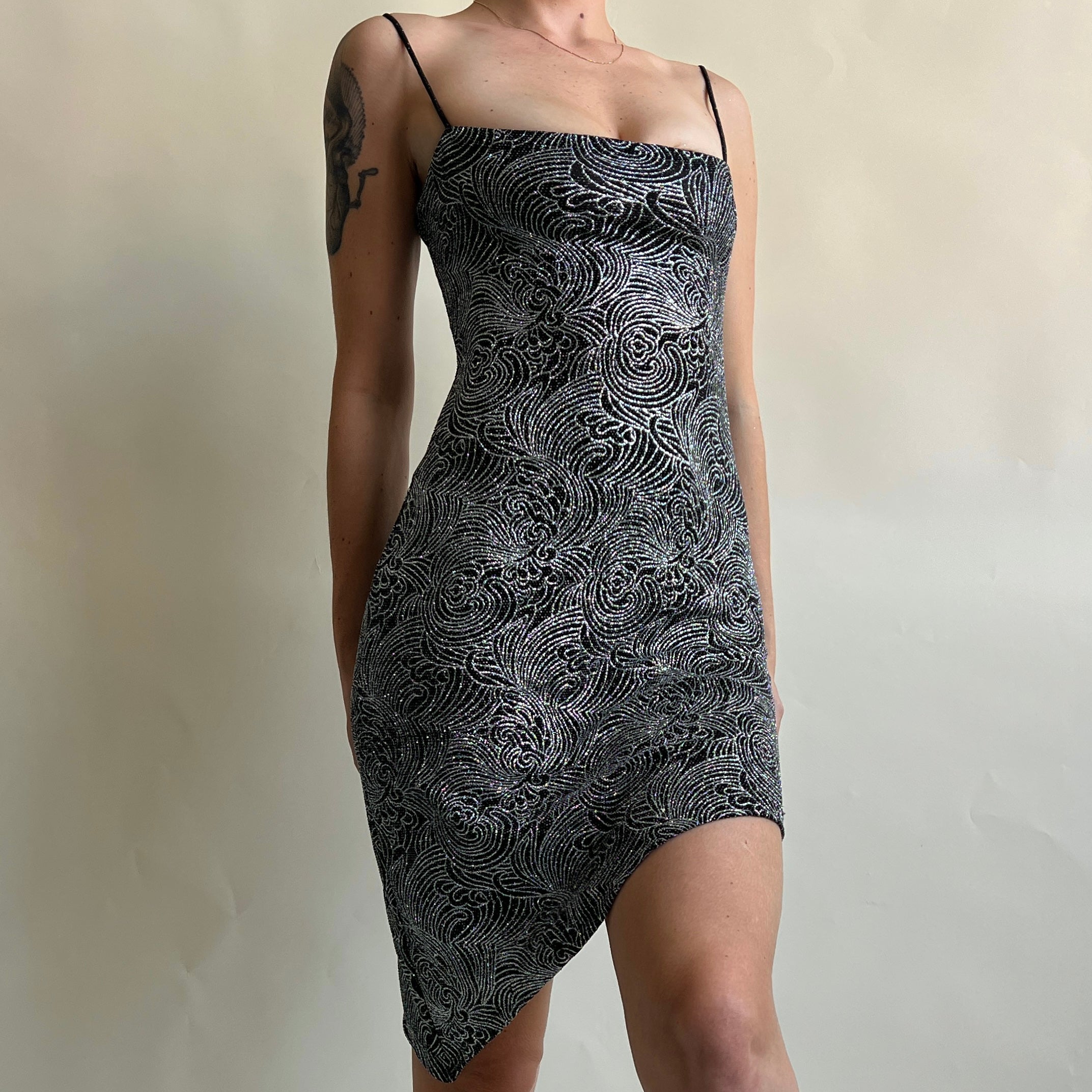 Vintage 90s asymmetrical glitter dress - M/L