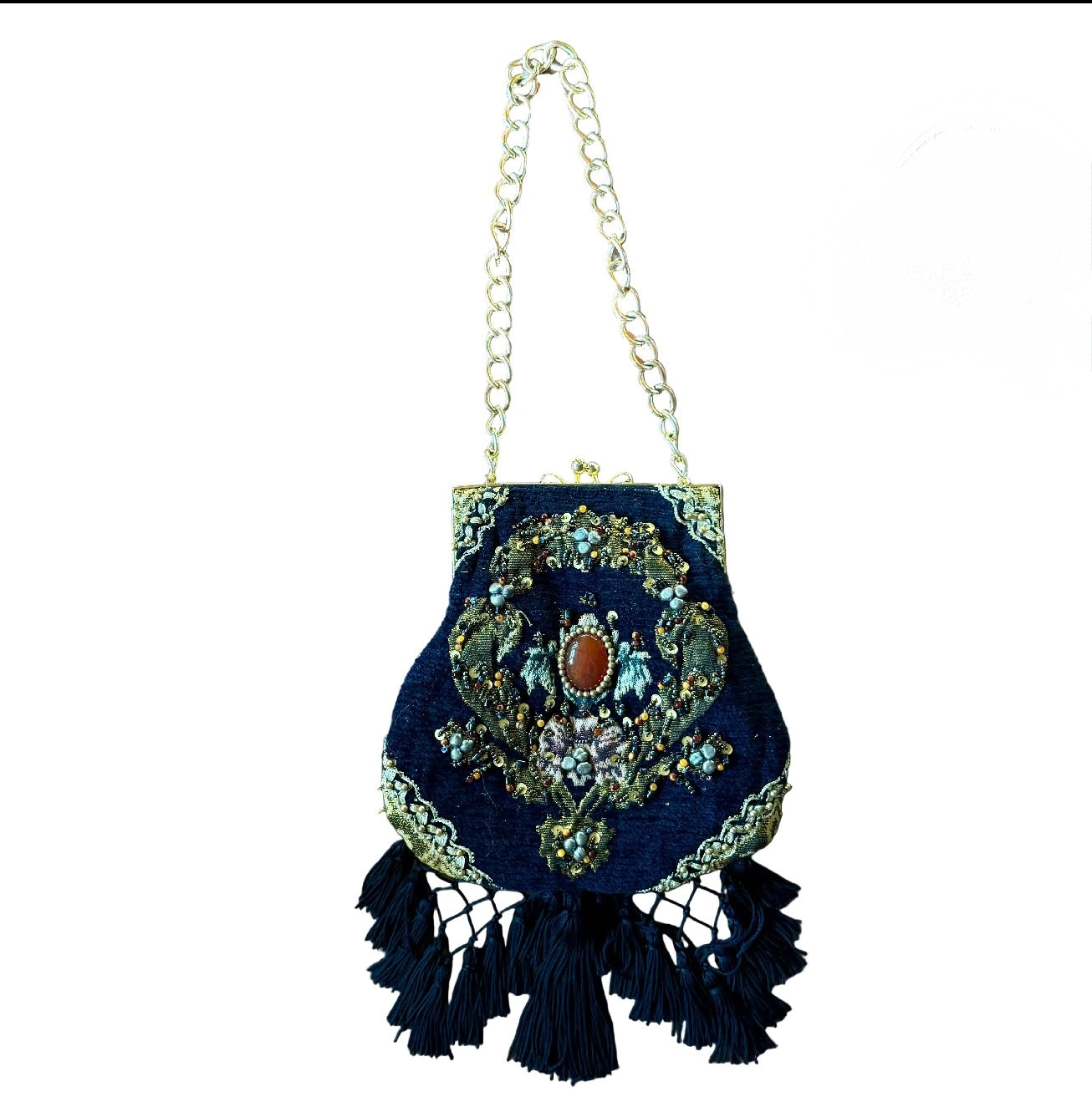 Mary Frances black embellished evening bag