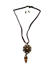 Boho Vintage Orange Pendant
Necklace Set