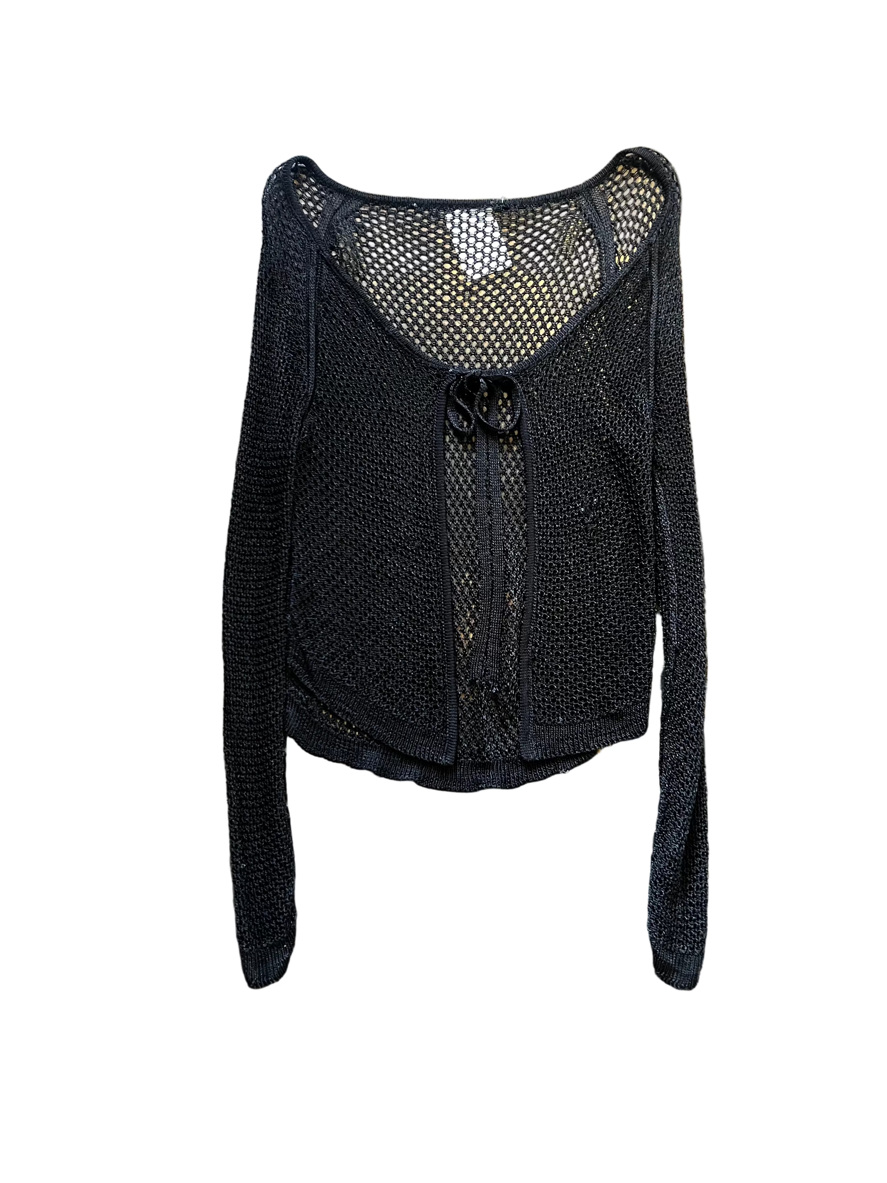 Black Knit Tie Cardigan (M)