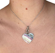 2000s Rainbow Coach Logo Heart Necklace on Silver Chain