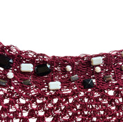 Embellished Crochet Fringe Poncho (M/L)