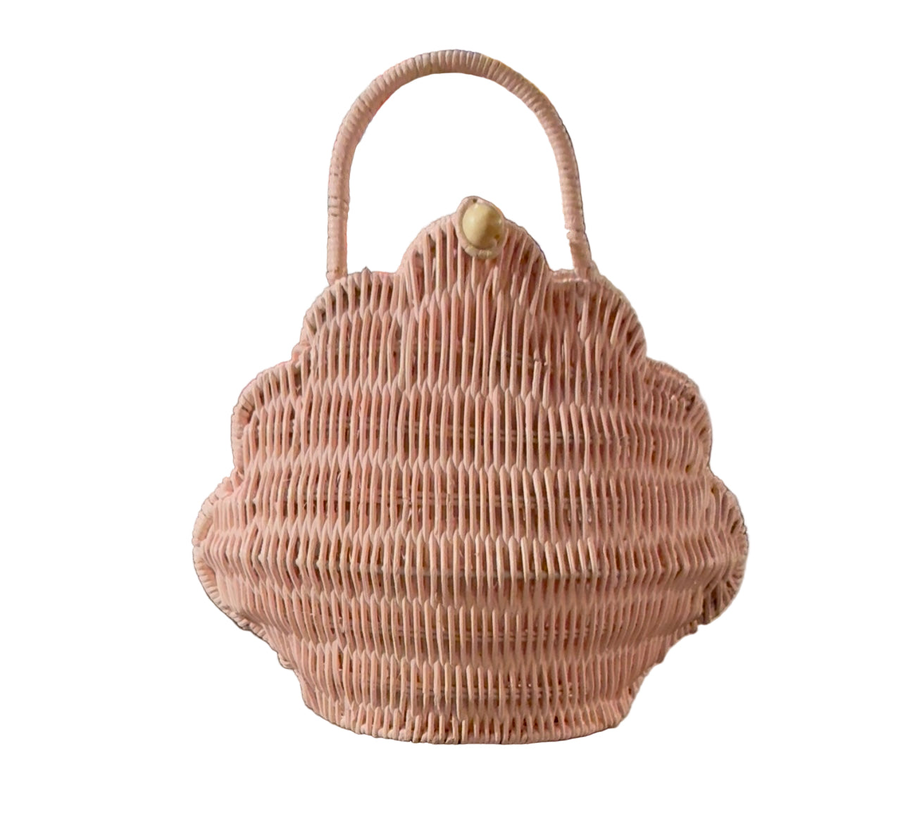 Pink Clamshell Wicker purse