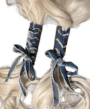 Denim Leather Pigtail Hair Wraps