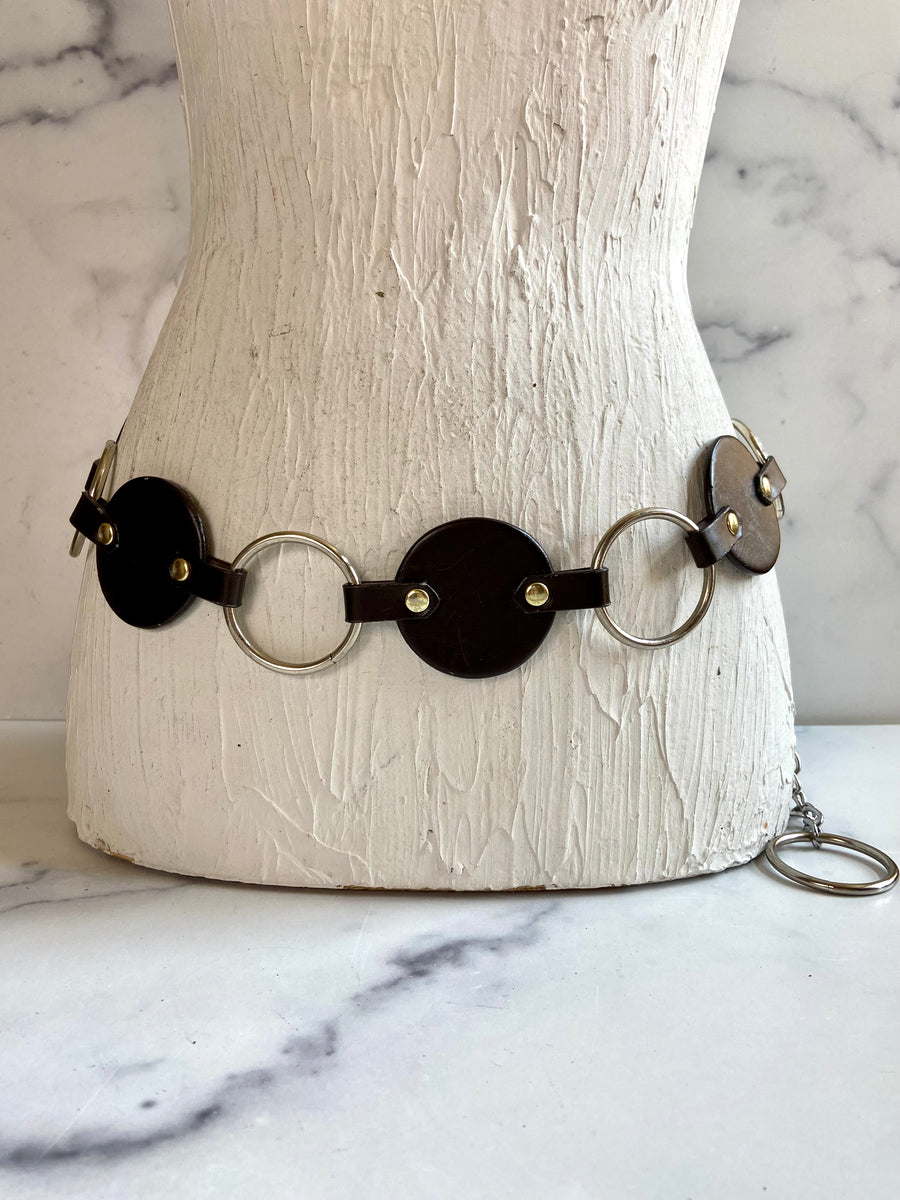 Brown & silver chain belt
