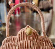 Pink Clamshell Wicker purse