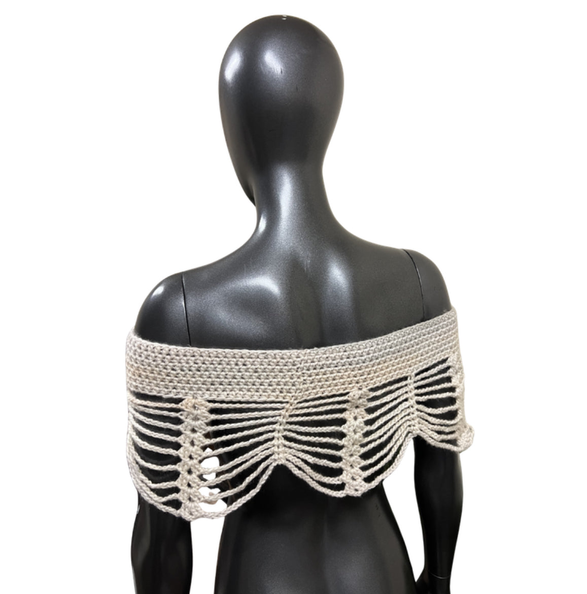 Button Mesh Crochet Shawl (S/M)