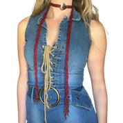 Heart Concho Buckle Fringe Scarf
