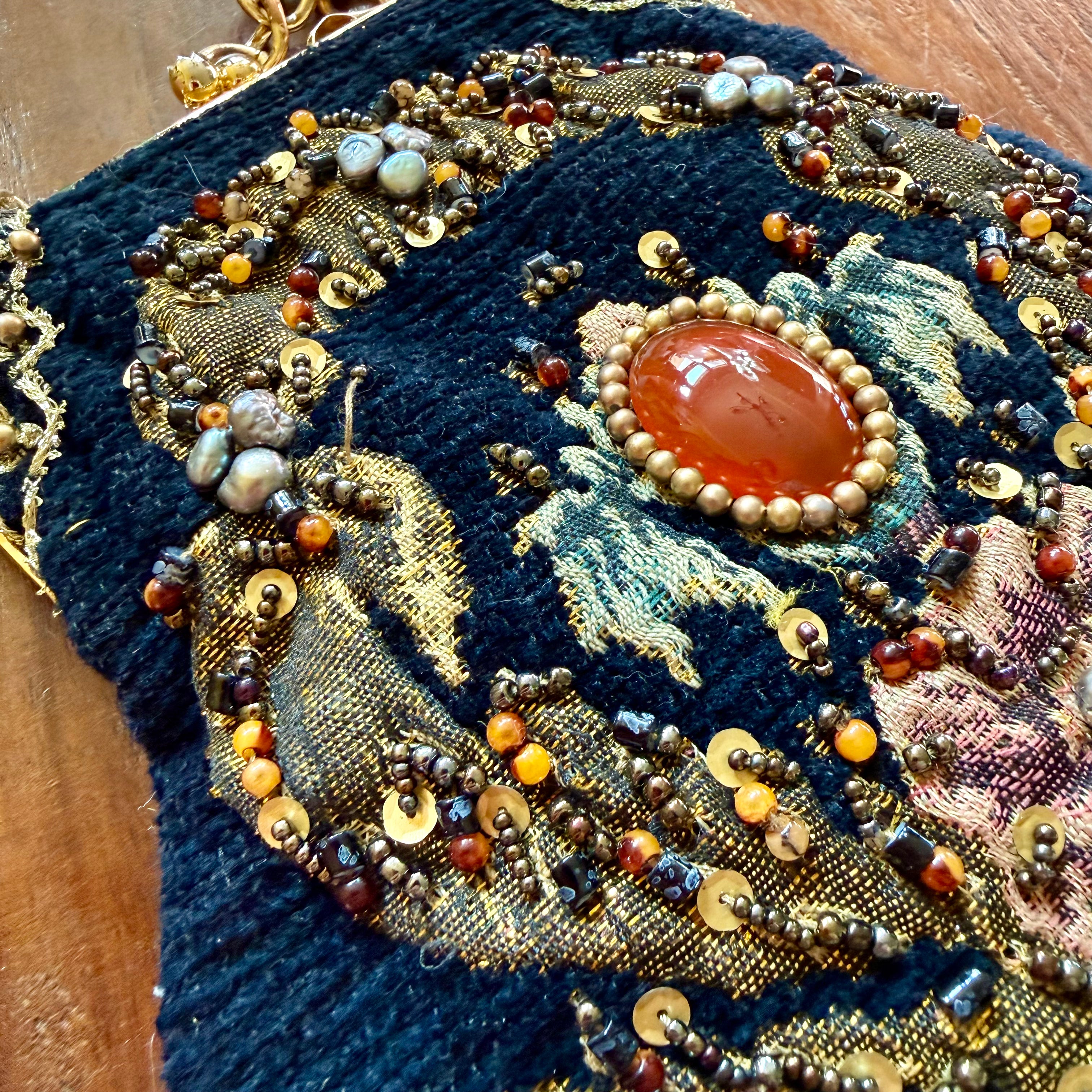 Mary Frances black embellished evening bag