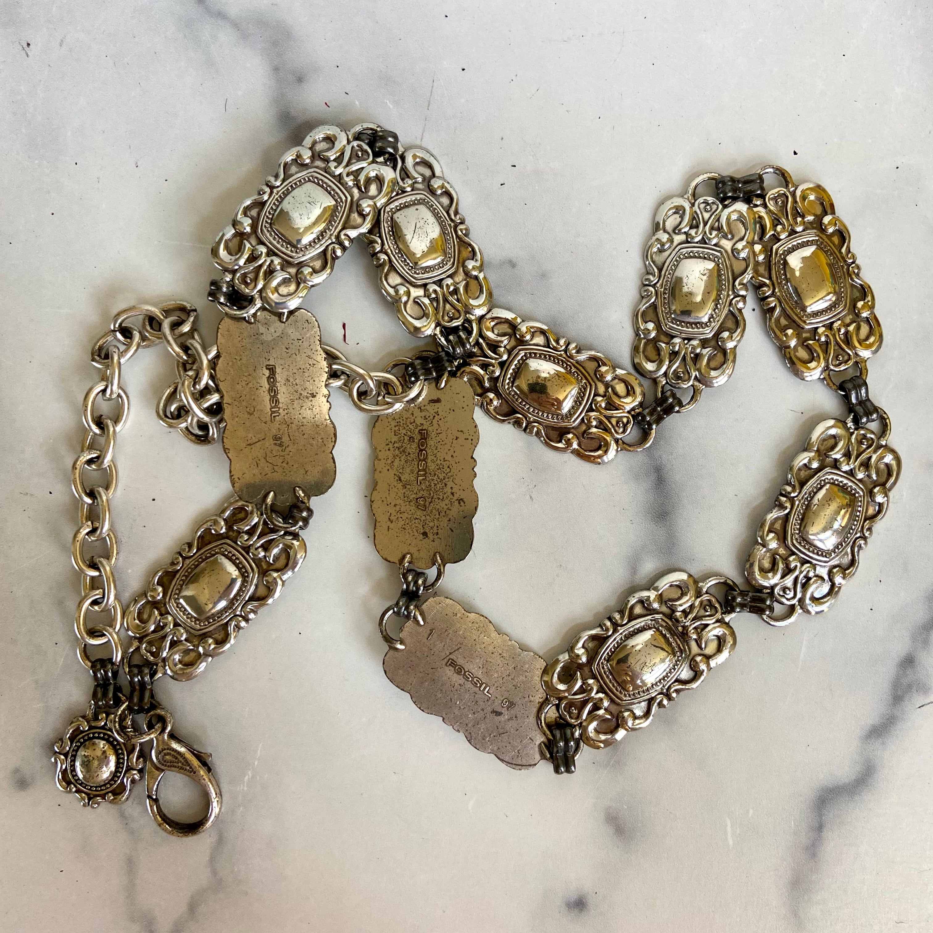 Vintage metal fossil chain belt