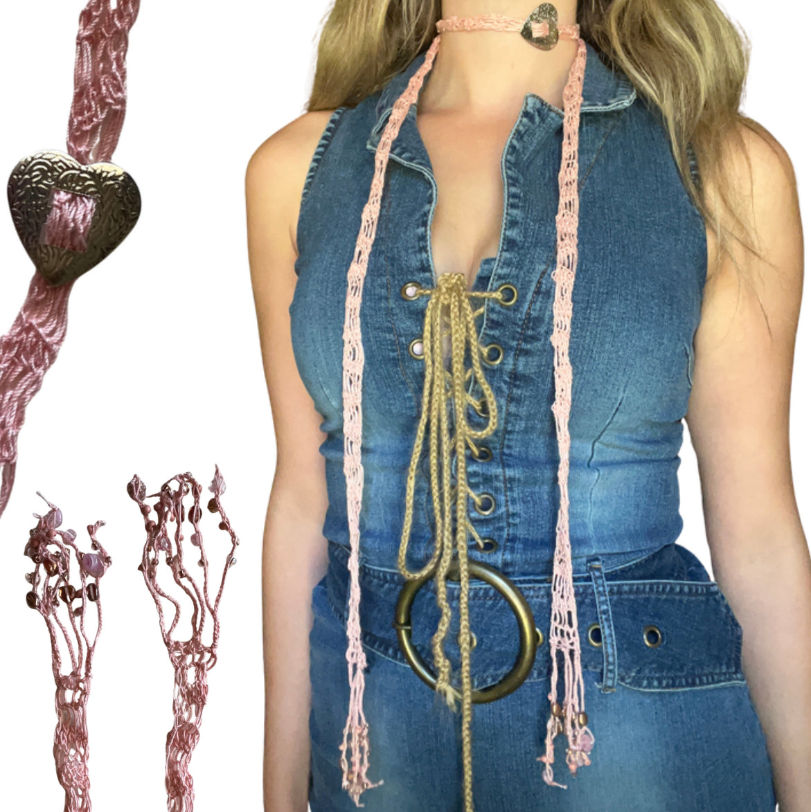 Heart Concho Fringe Scarf