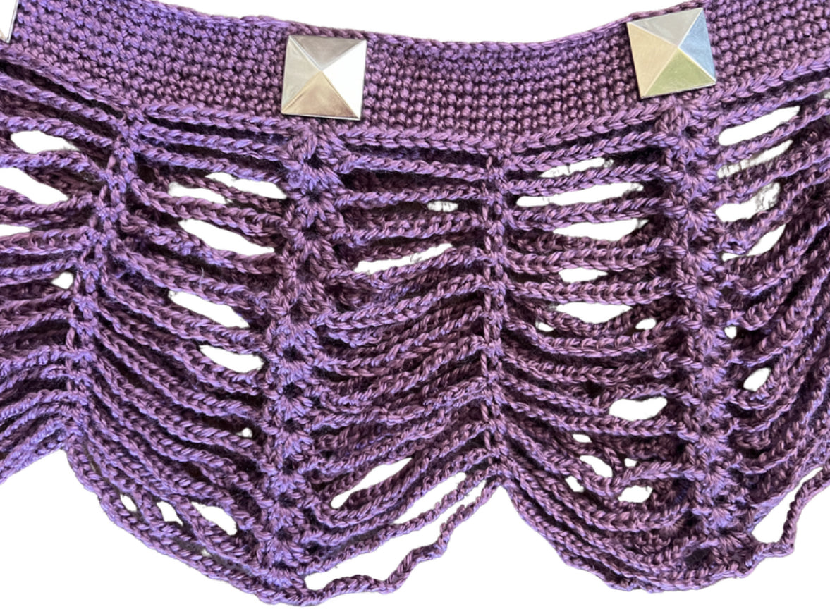 Studded Mesh Crochet Shawl (M)