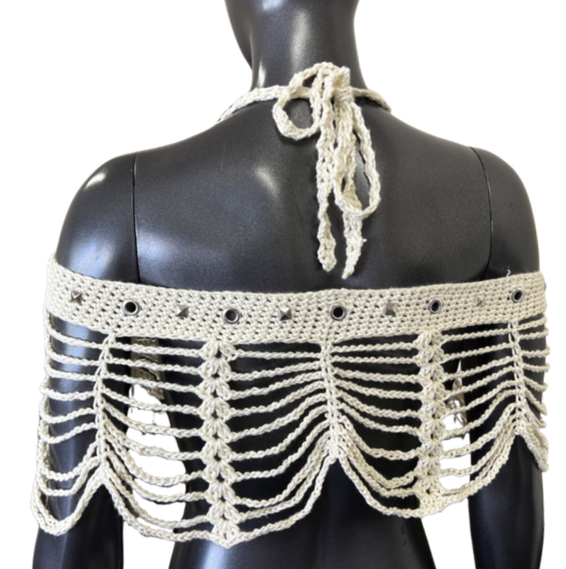 Studded Mesh Crochet Shawl (S/M)