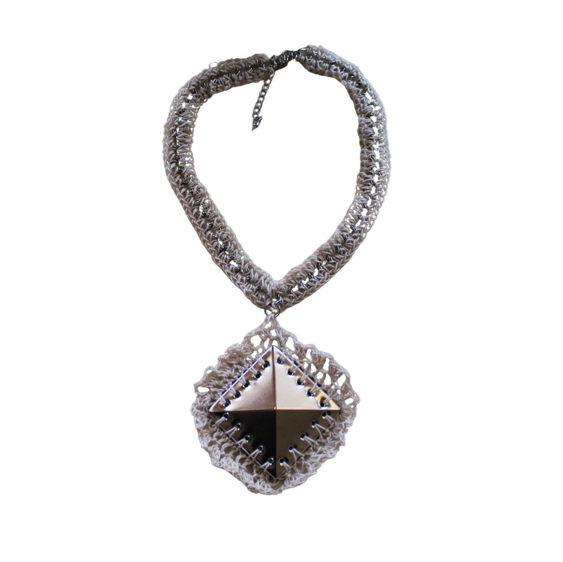 Crochet Pyramid Stud Necklace