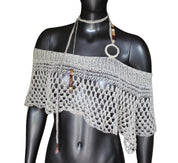 Beaded Choker Scarf Crochet Shawl (S/M)