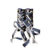 Denim Leather Pigtail Hair Wraps