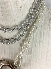 Pearl and silver waist belt