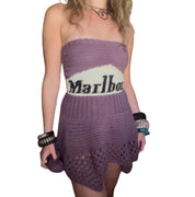 Purple Crochet Marlboro Dress (S/M)