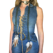 Concho Buckle Fringe Scarf