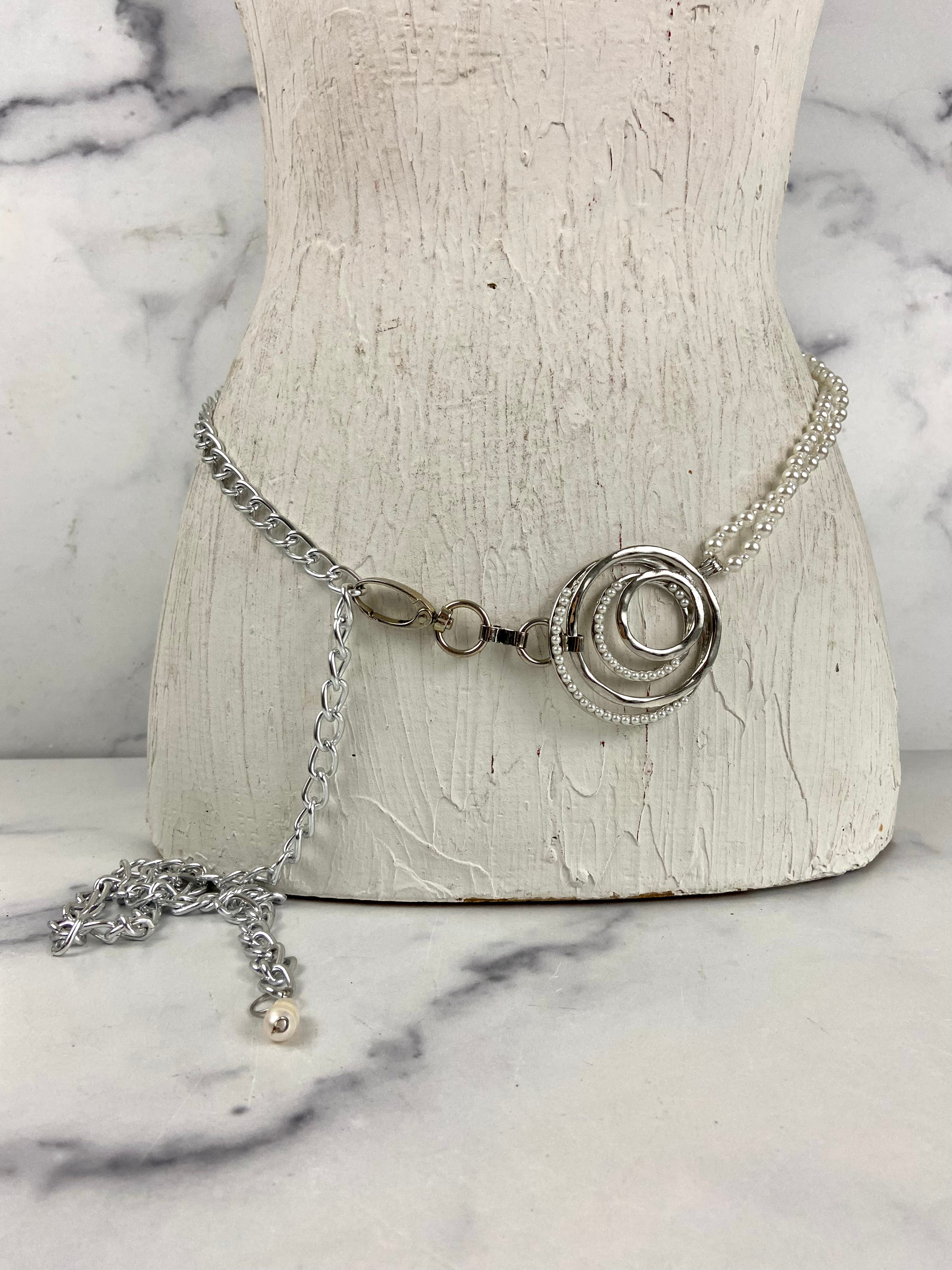 Pearl and silver waist belt