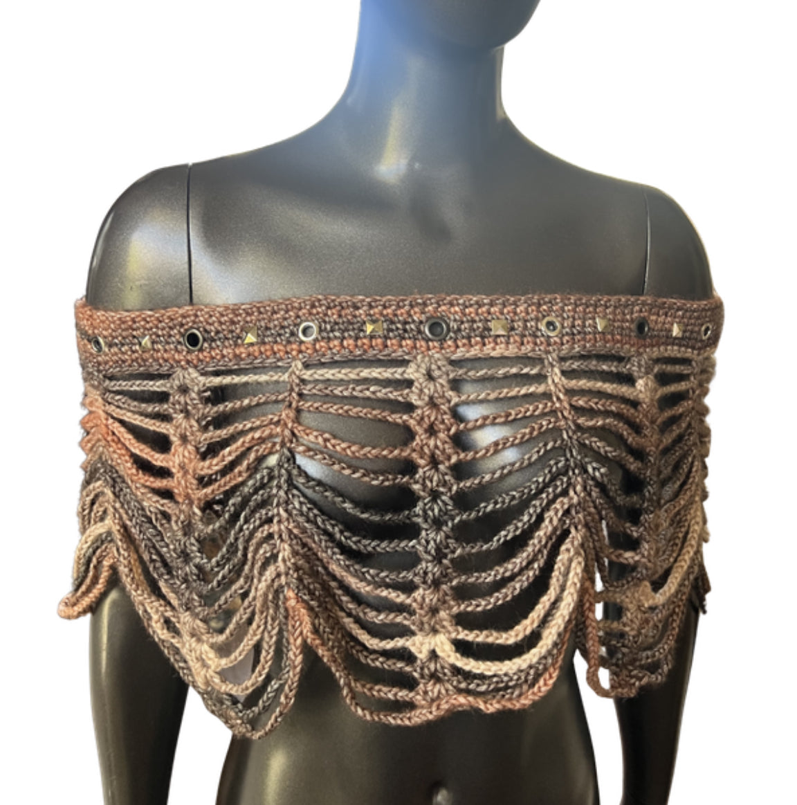 Studded Mesh Crochet Shawl (S/M)