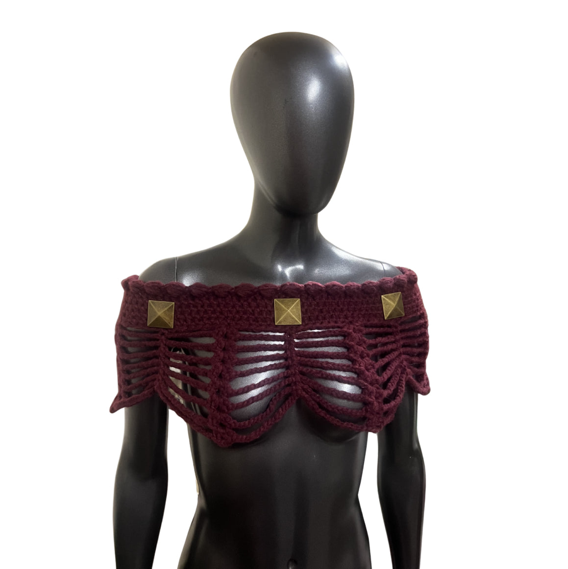 Studded Mesh Crochet Shawl (S/M)