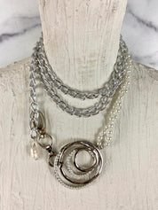 Pearl and silver waist belt