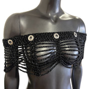 Midnight Glimmer Mesh Crochet Shawl (S/M)